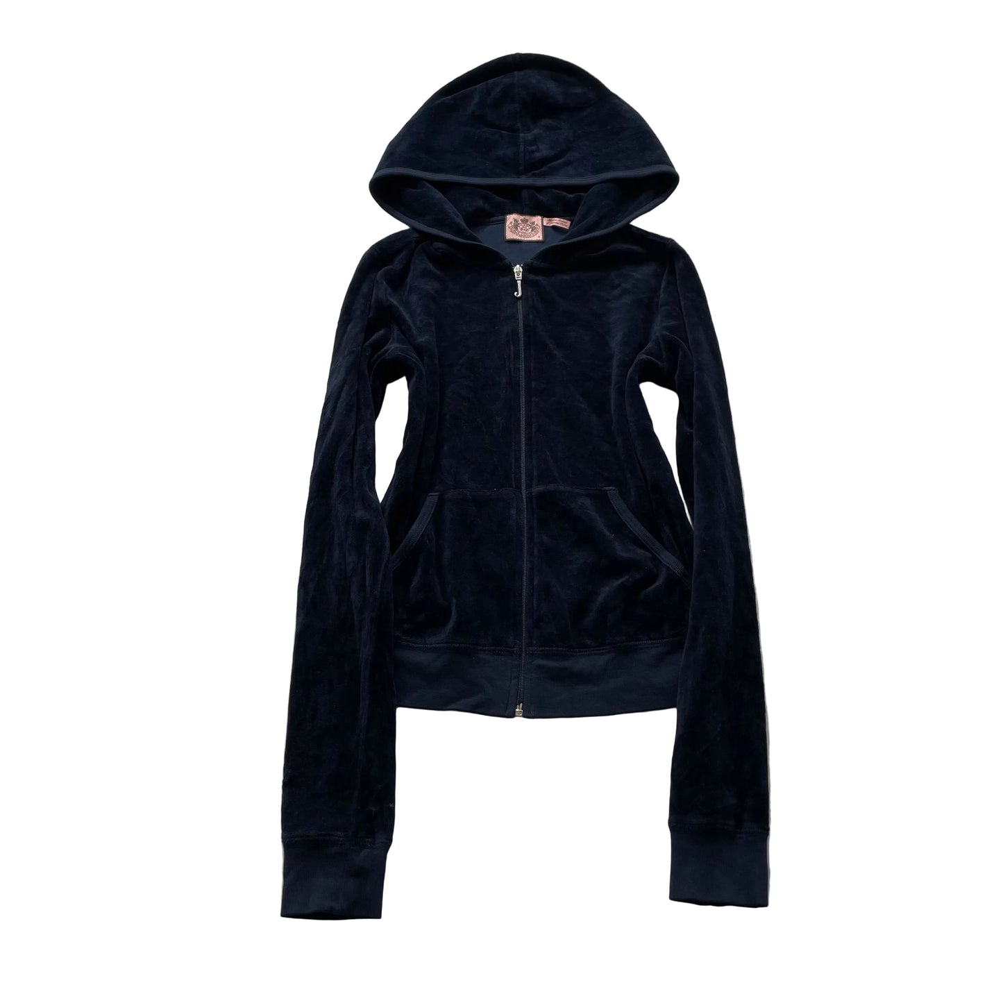 Vintage Juicy Couture Womens Navy Blue Full Zip Hoodie Loungewear Pockets Size S