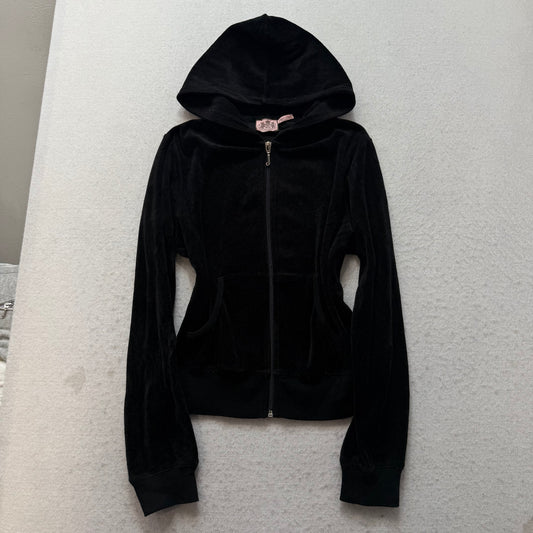 Vtg Juicy Couture Scottie Dogs Black Velour Tracksuit Set Hoodie & Pant Size S