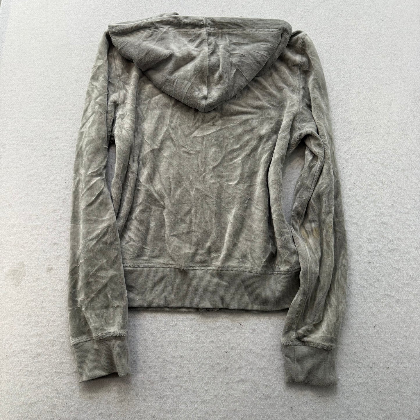 Vintage Juicy Couture Womens Sage Gray Velour Tracksuit Set Hoodie & Pant Size L