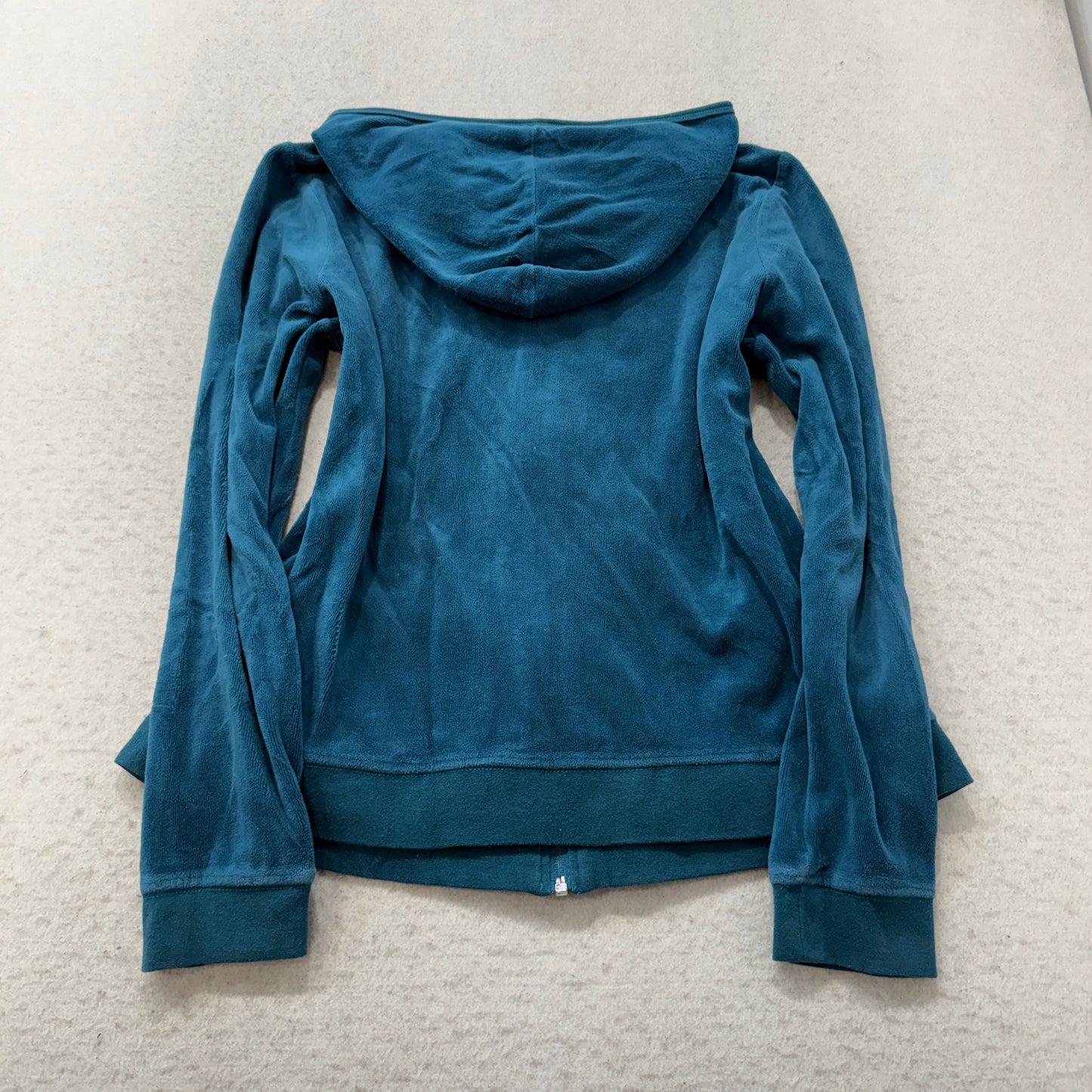 Vintage Juicy Couture Womens Teal Blue Velour Tracksuit Set Hoodie & Pant Size S