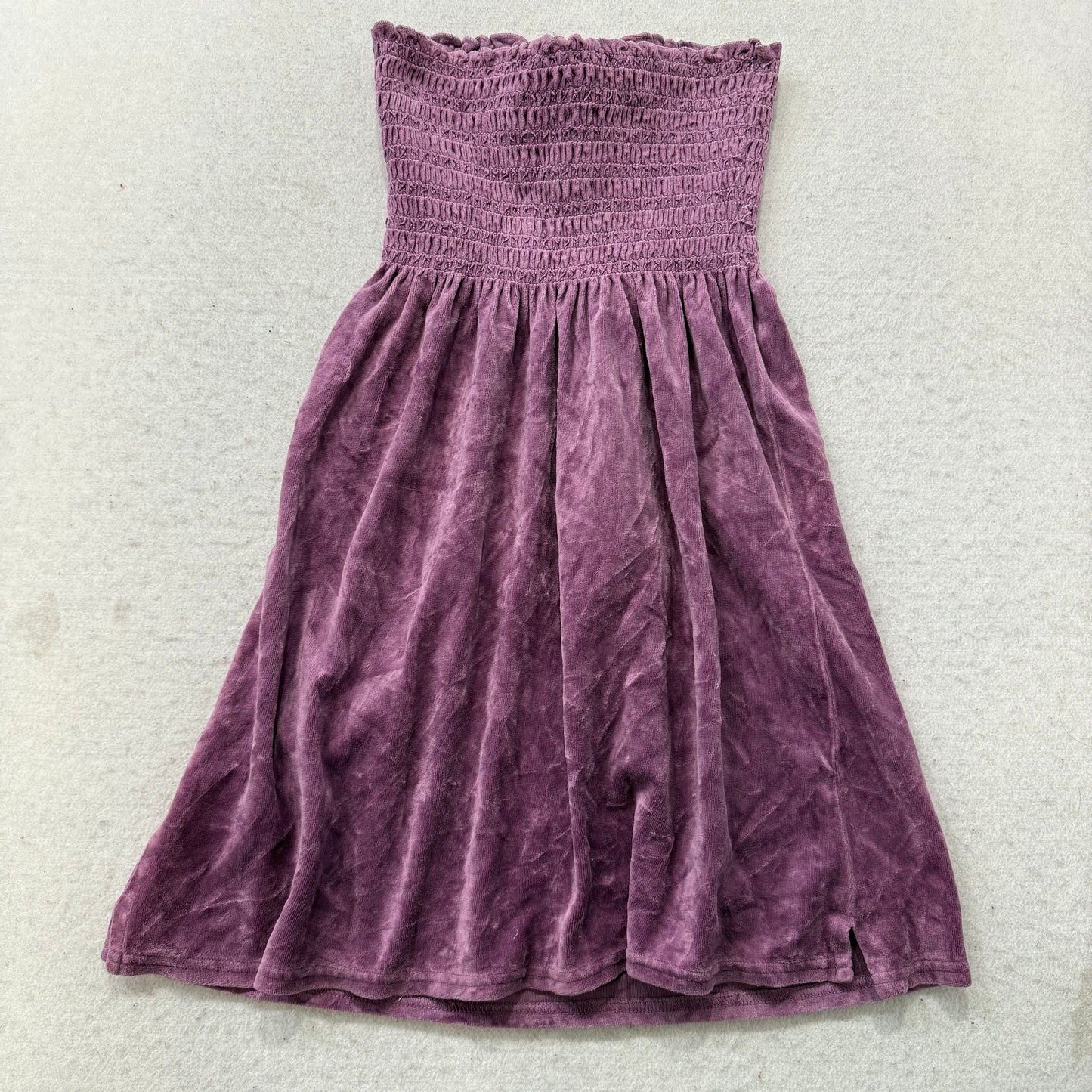 2003 VTG Juicy Couture Women's Purple Velour Smocked Tube Dress Strapless Size M