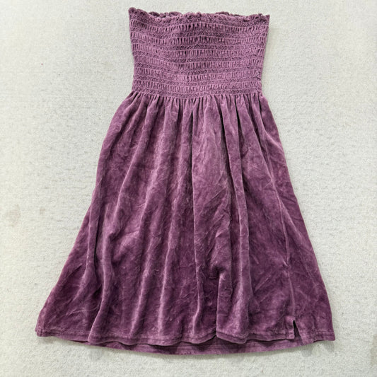 2003 VTG Juicy Couture Women's Purple Velour Smocked Tube Dress Strapless Size M