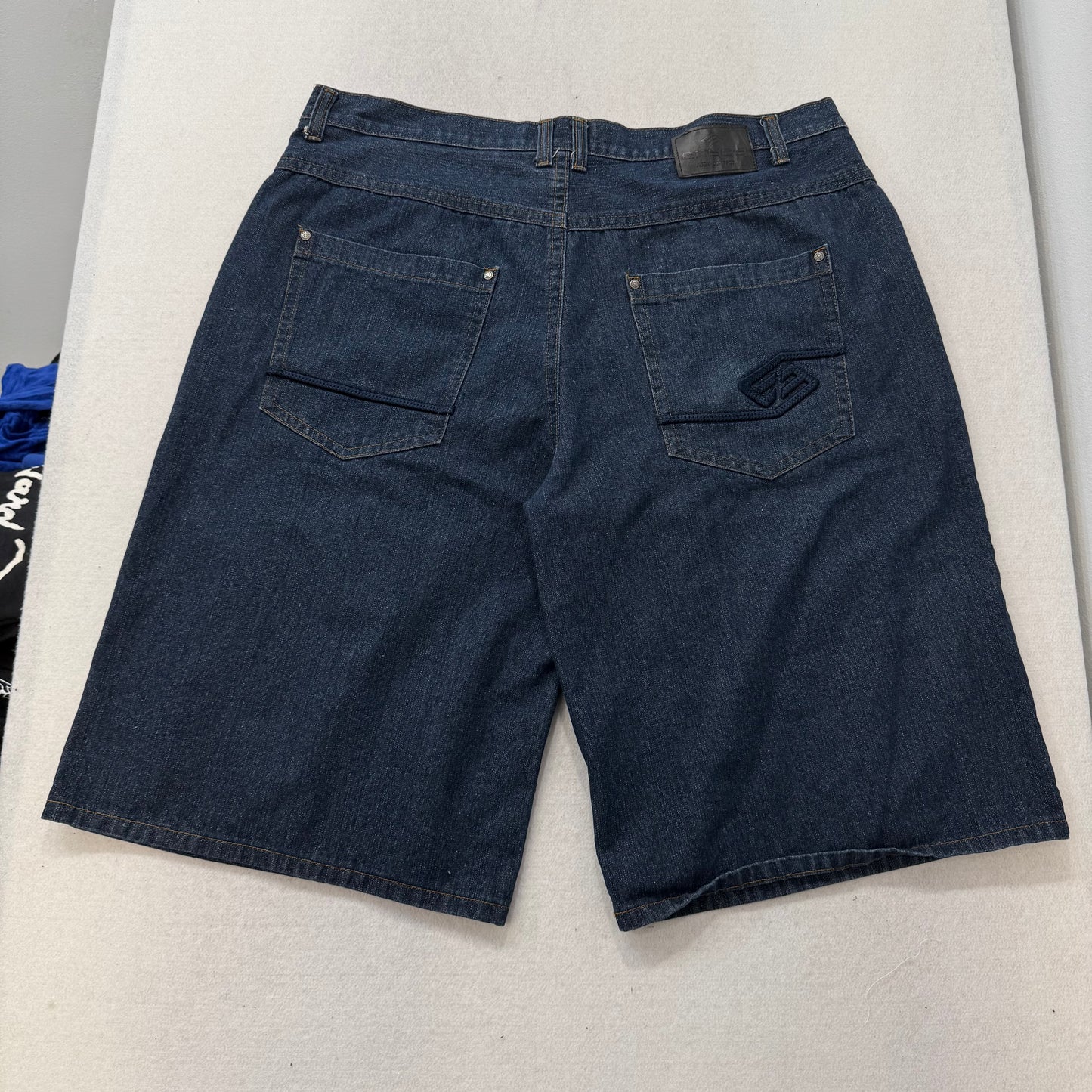 Enyce Blue Baggy Denim Diddy Jorts Short 100% Cotton Dark Washed Classic Size 44
