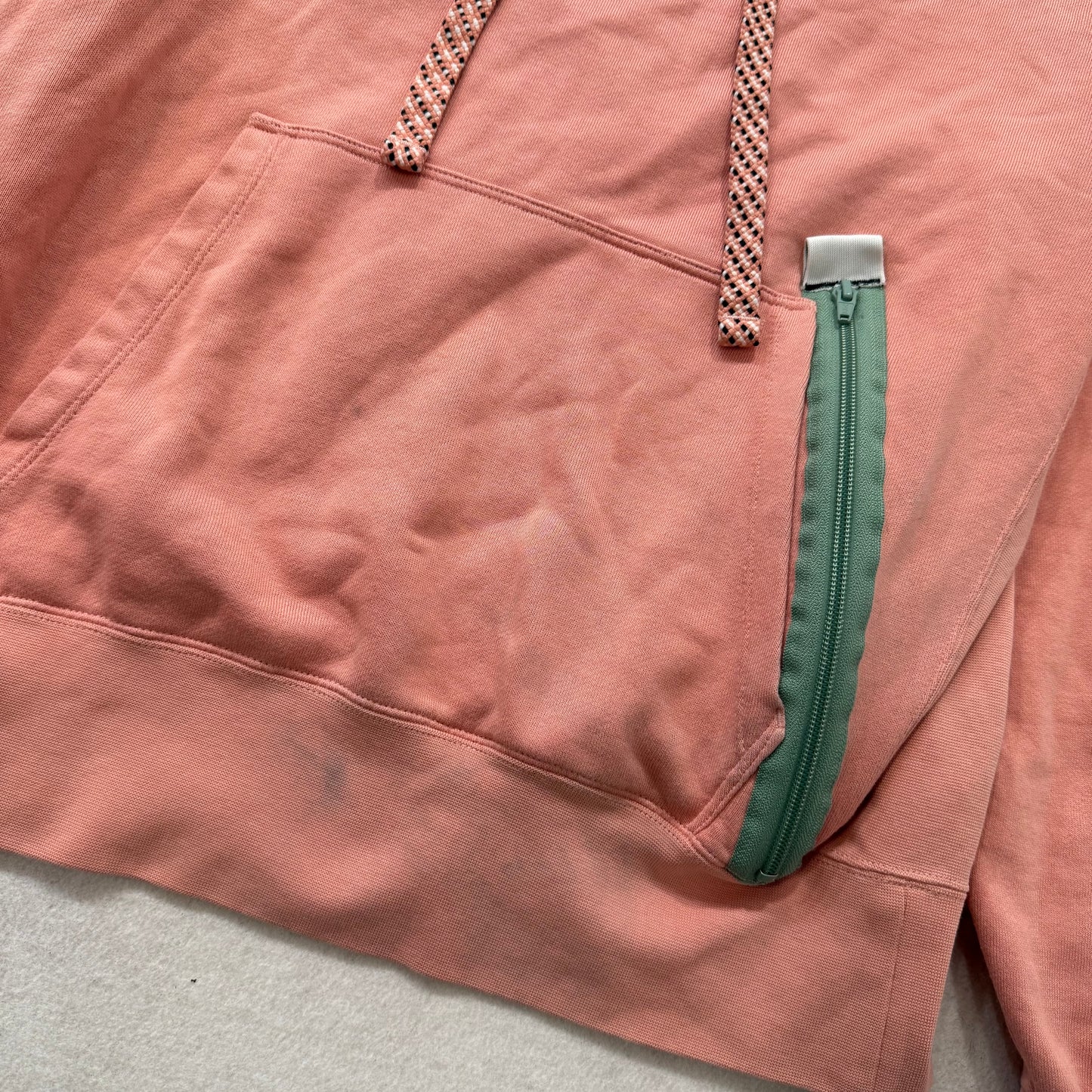 Nike Pink Pullover Hoodie with Front Pocket and Zip Detail Size M