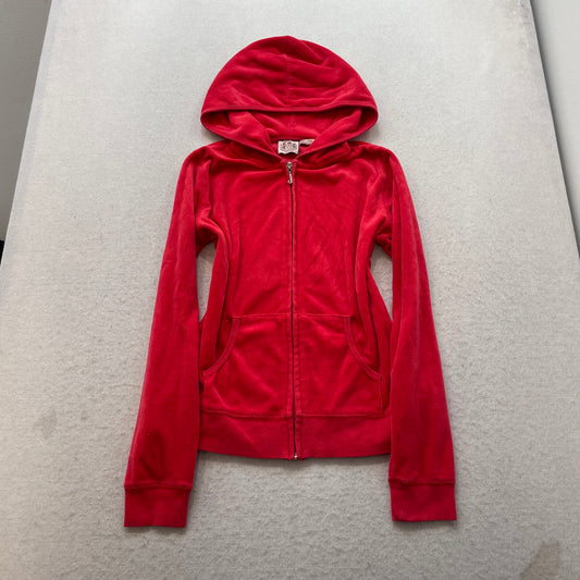 Juicy Couture Scottie Dogs Women's Red Velour Tracksuit Set Hoodie & Pant Size M