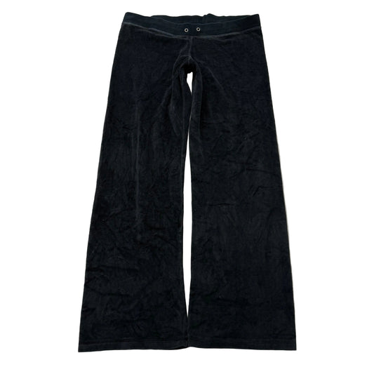 Vintage Juicy Couture Womens Charcoal Velour Flared Track Pant Drawstring Size S