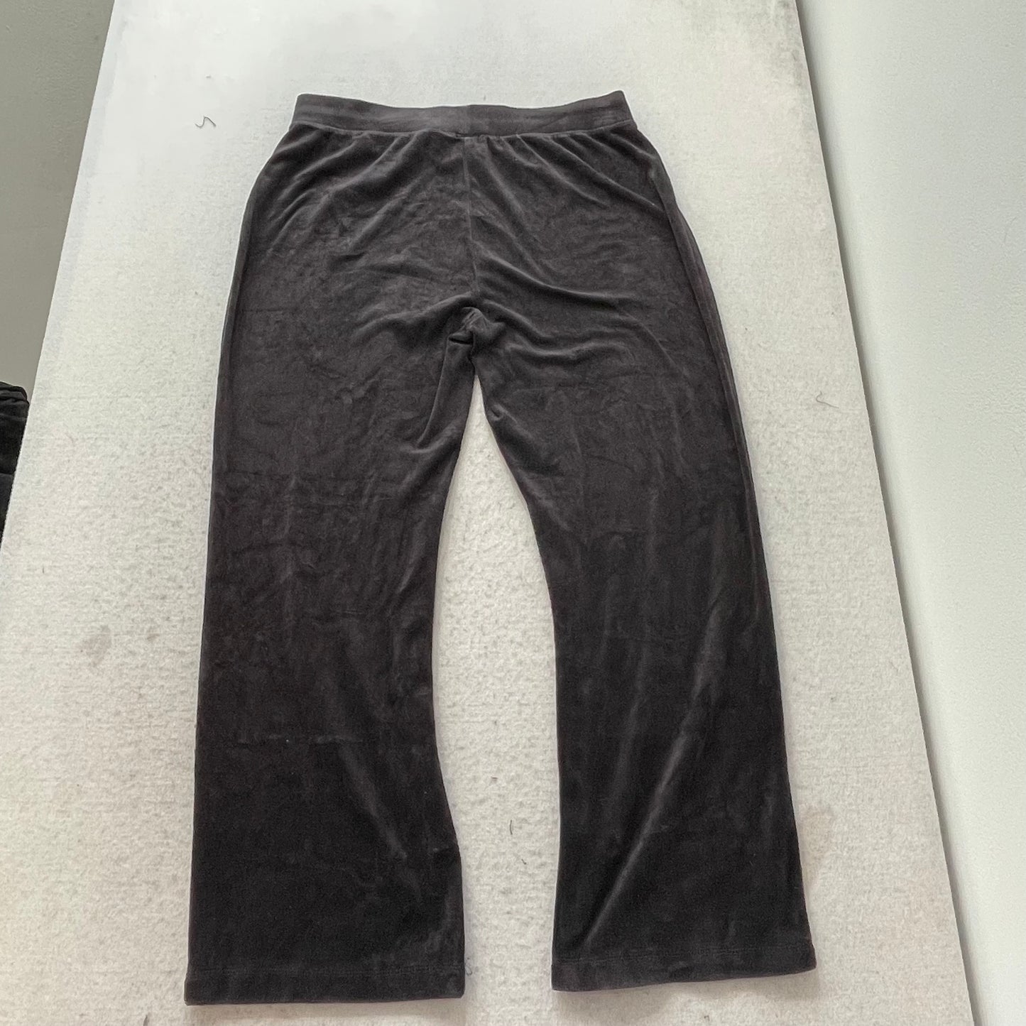Vintage Juicy Couture Women's Deep Charcoal Velour Wide Leg Track Pant Size L