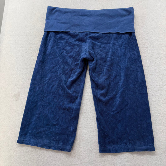 2003 Vintage Juicy Couture Women's Navy Terry Cloth Wide Leg Capris Pant Size S