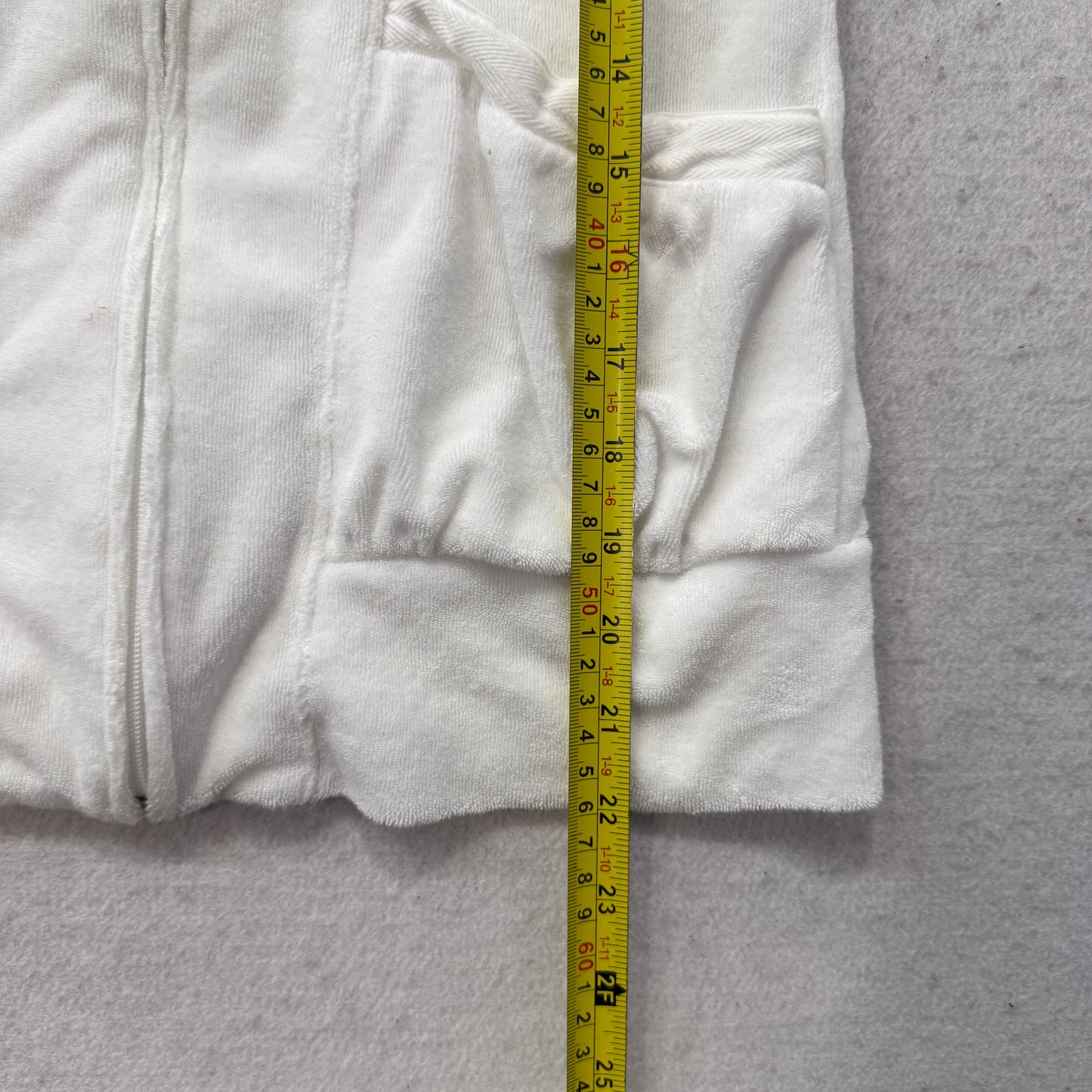 Juicy Couture White Terrycloth Tracksuit Set Zip Up Hoodie & Flared Pant Size S