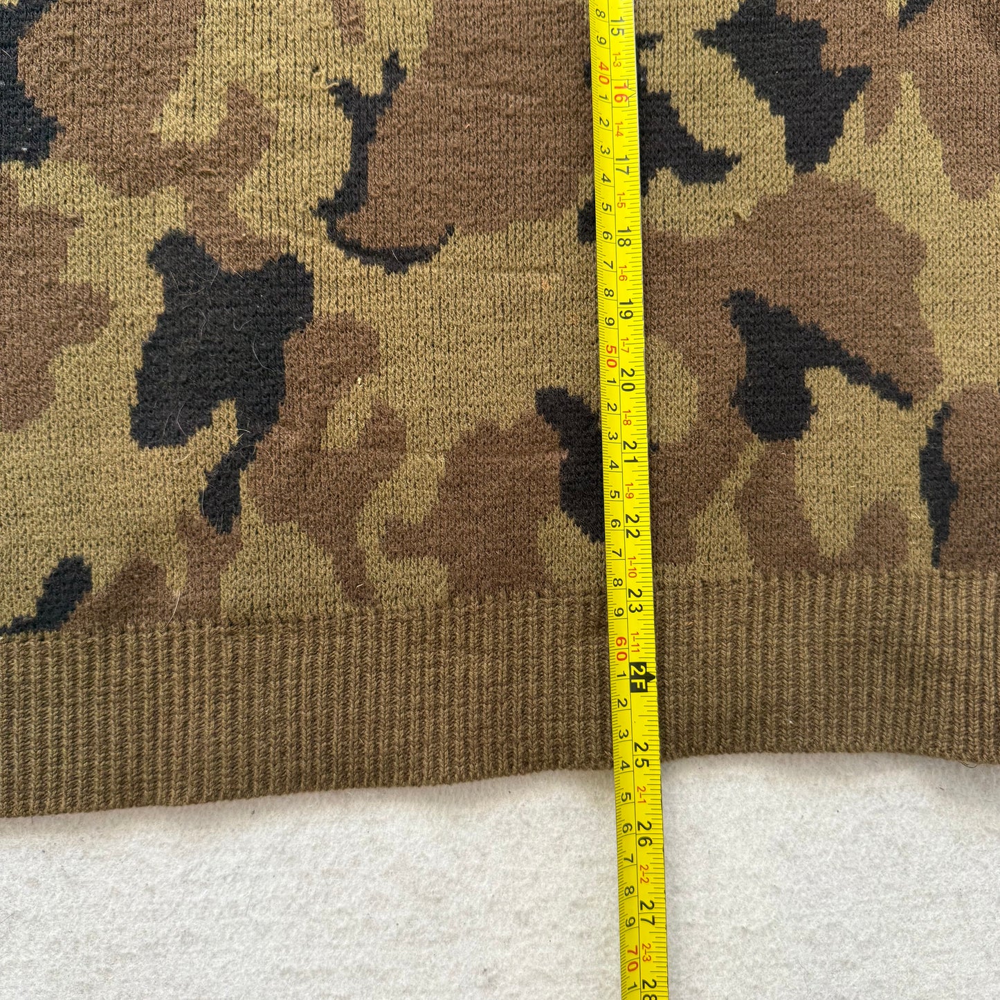 Vintage Kolpin Mens Brown Camo Knit Pullover Sweater Duck Hunter Crewneck Size L
