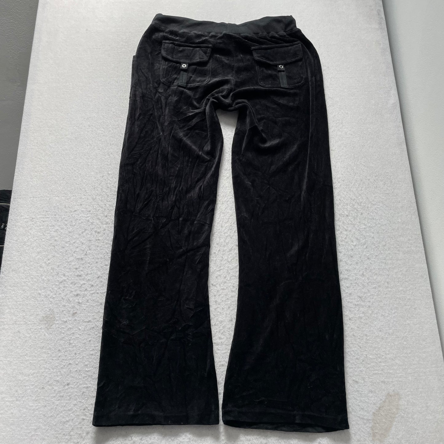 Vintage Juicy Couture Womens Black Velour Tracksuit Set Drawstring Y2k Size L/XL