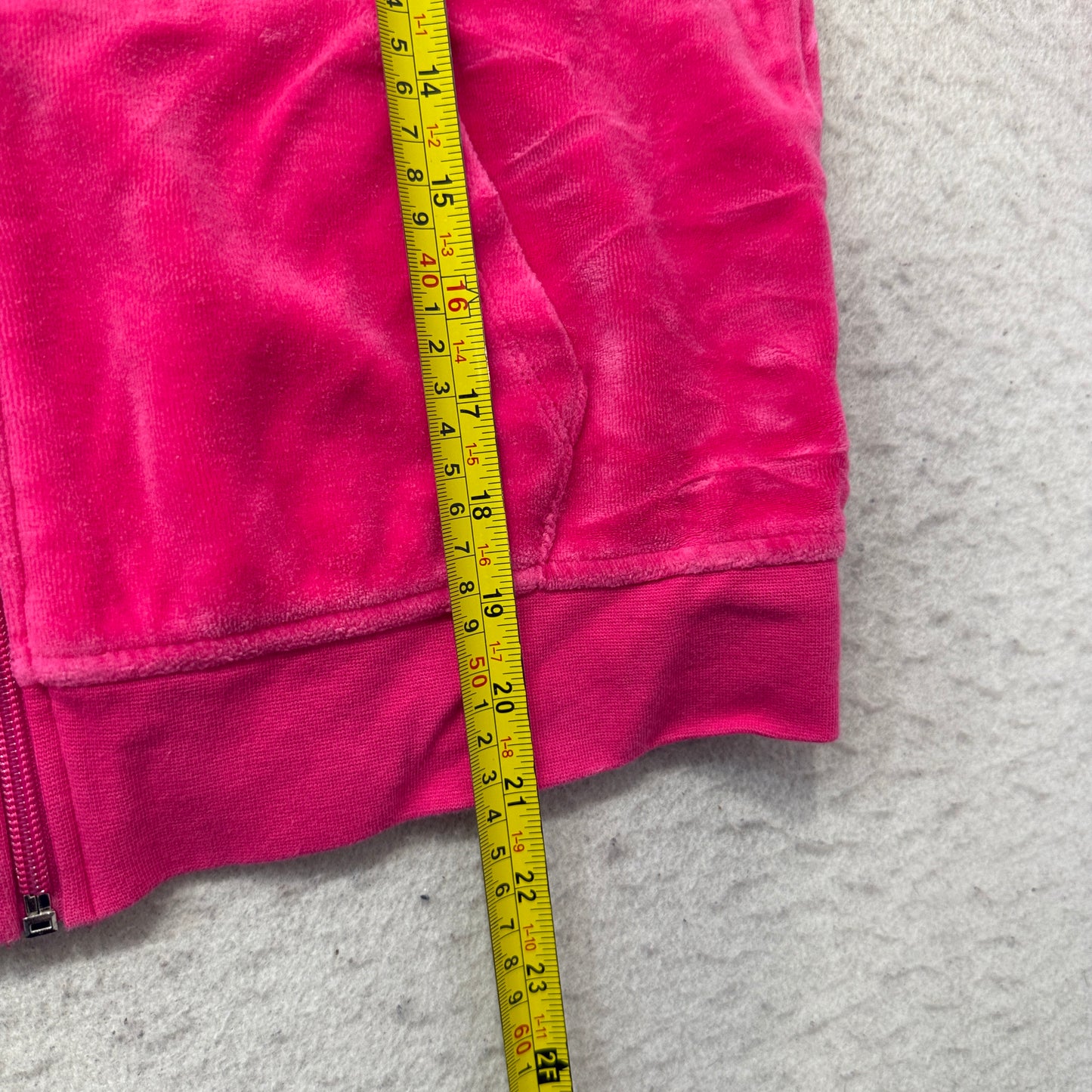 Juicy Couture Women's Pink Velour Zip-Up Hoodie Butterfly Graphic Pockets Size M