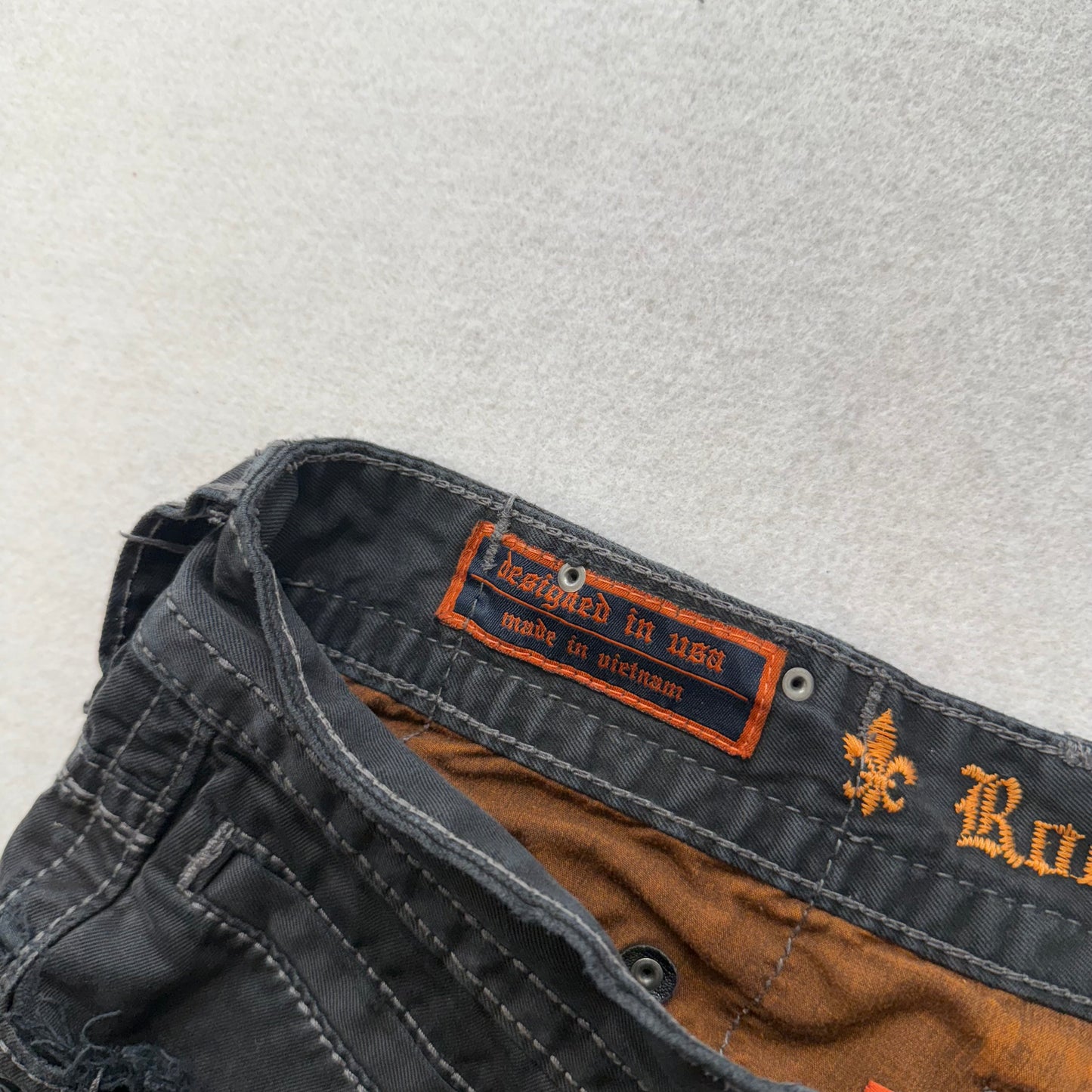 Rock Revival Steven Men's Black Straight Jeans Flap Pockets Mid-Rise Size 33