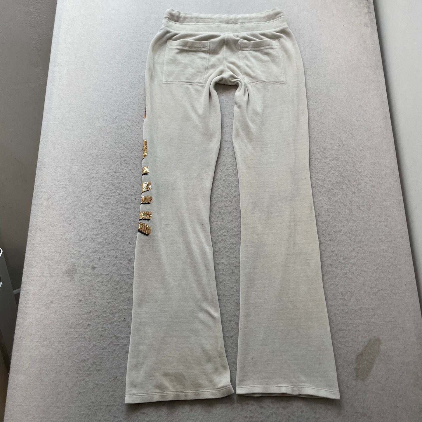 Victoria's Secret Pink Women's Grey Velour Flared Leg Sweatpants Sequin Size XS