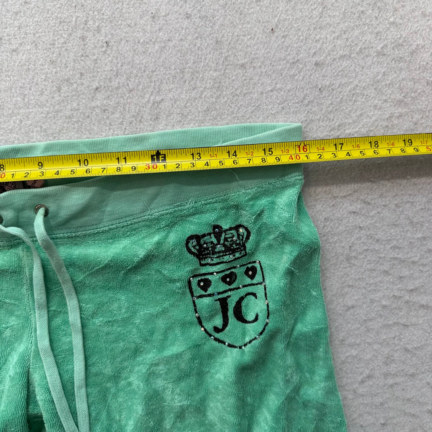 Vintage Juicy Couture Women's Mint Green Terry Cloth Flared Track Pants Size S