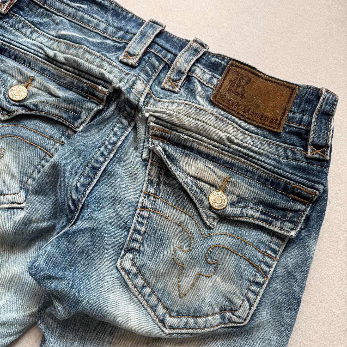 Rock Revival Evan Women's Blue Denim Bootcut Jeans Button Fly Classic Size 32