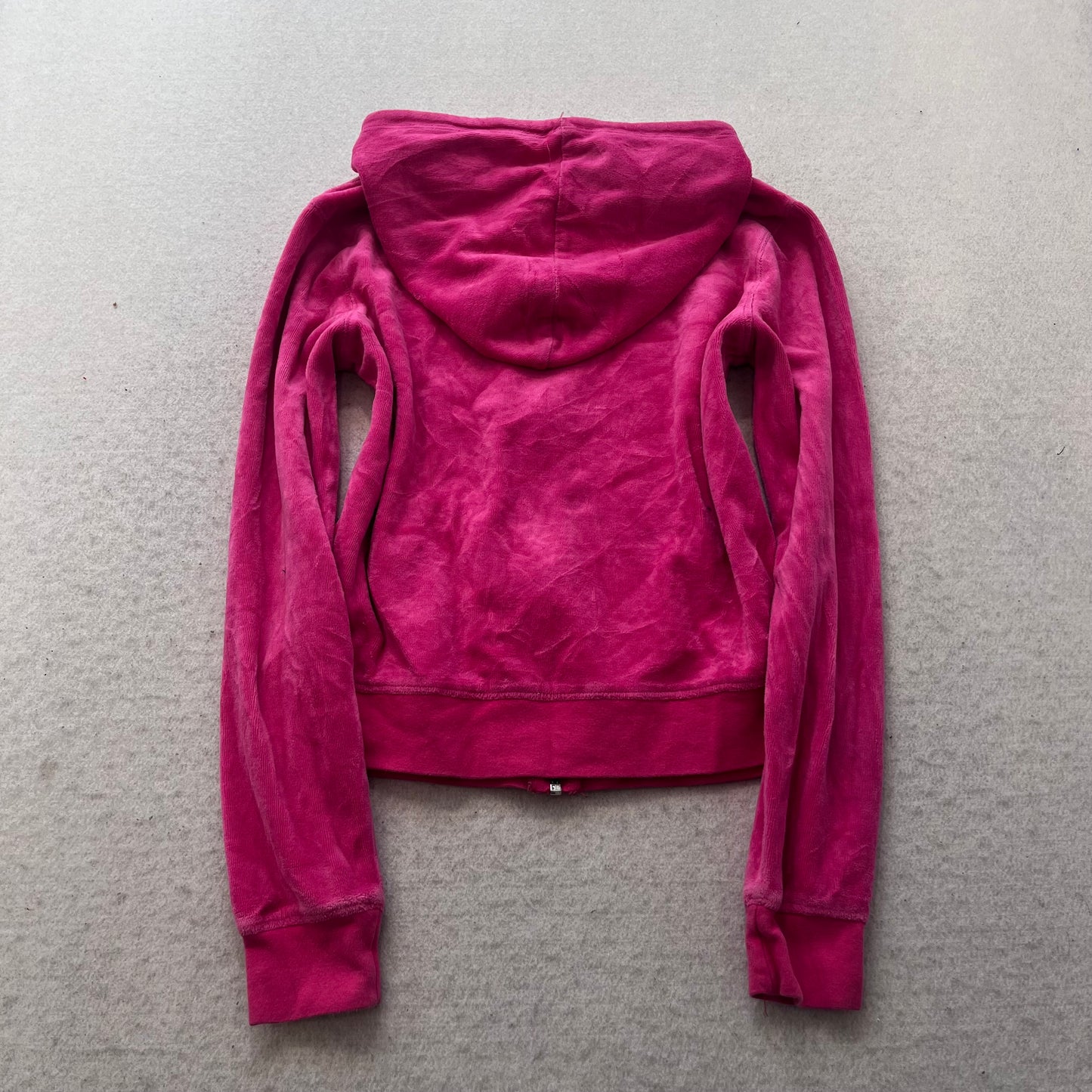 Vintage Juicy Couture Women Hot Pink Velour Tracksuit Set Hoodie & Pant Size S/M