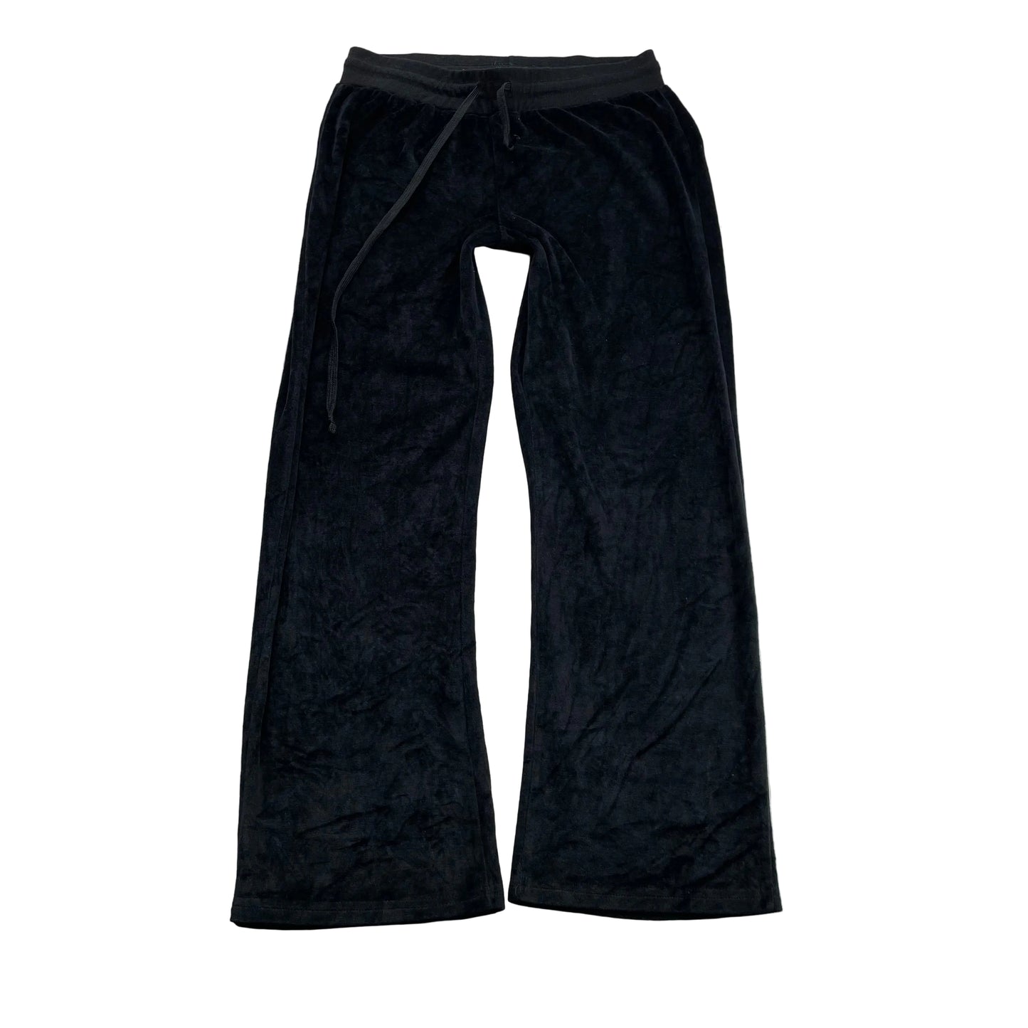 Vintage Juicy Couture Women's Black Velour Flared Track Pant Drawstring Size L