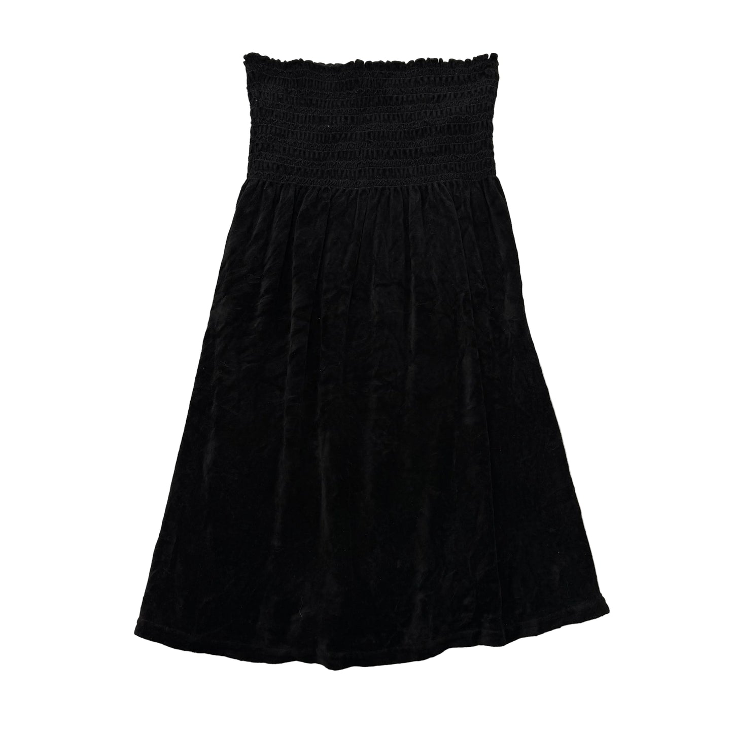 2003 Vintage Juicy Couture Black Velour Smocked Tube Dress Strapless Y2k Size M