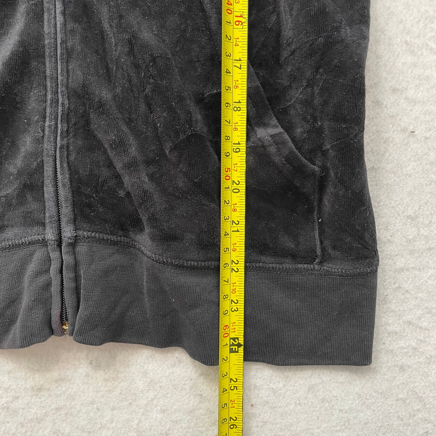 Juicy Couture Women's Black Velour Tracksuit Set Hoodie & Pant Pockets Size XL