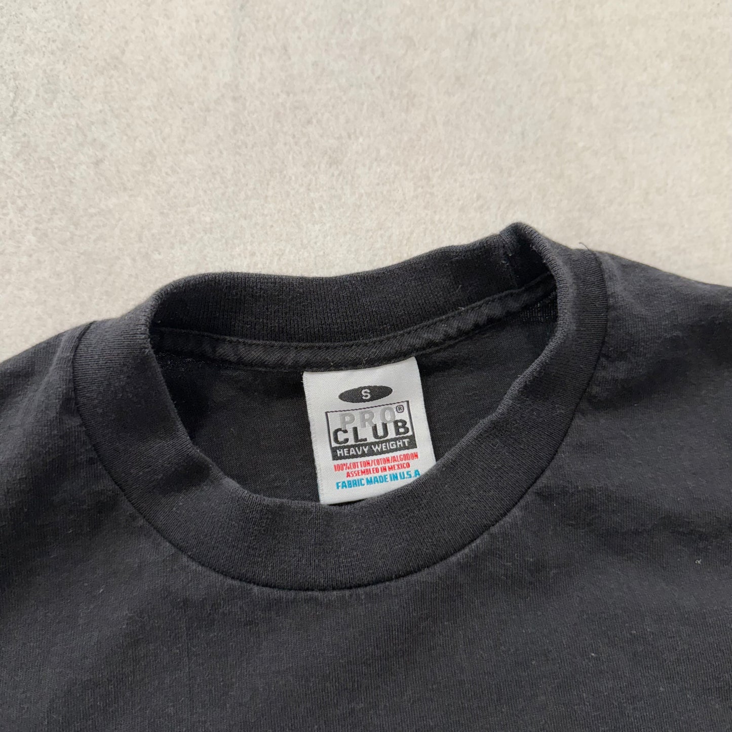 Pro Club Men's Black Cotton T-Shirt Short Sleeves Crew Neck Streetwear Tee Size S