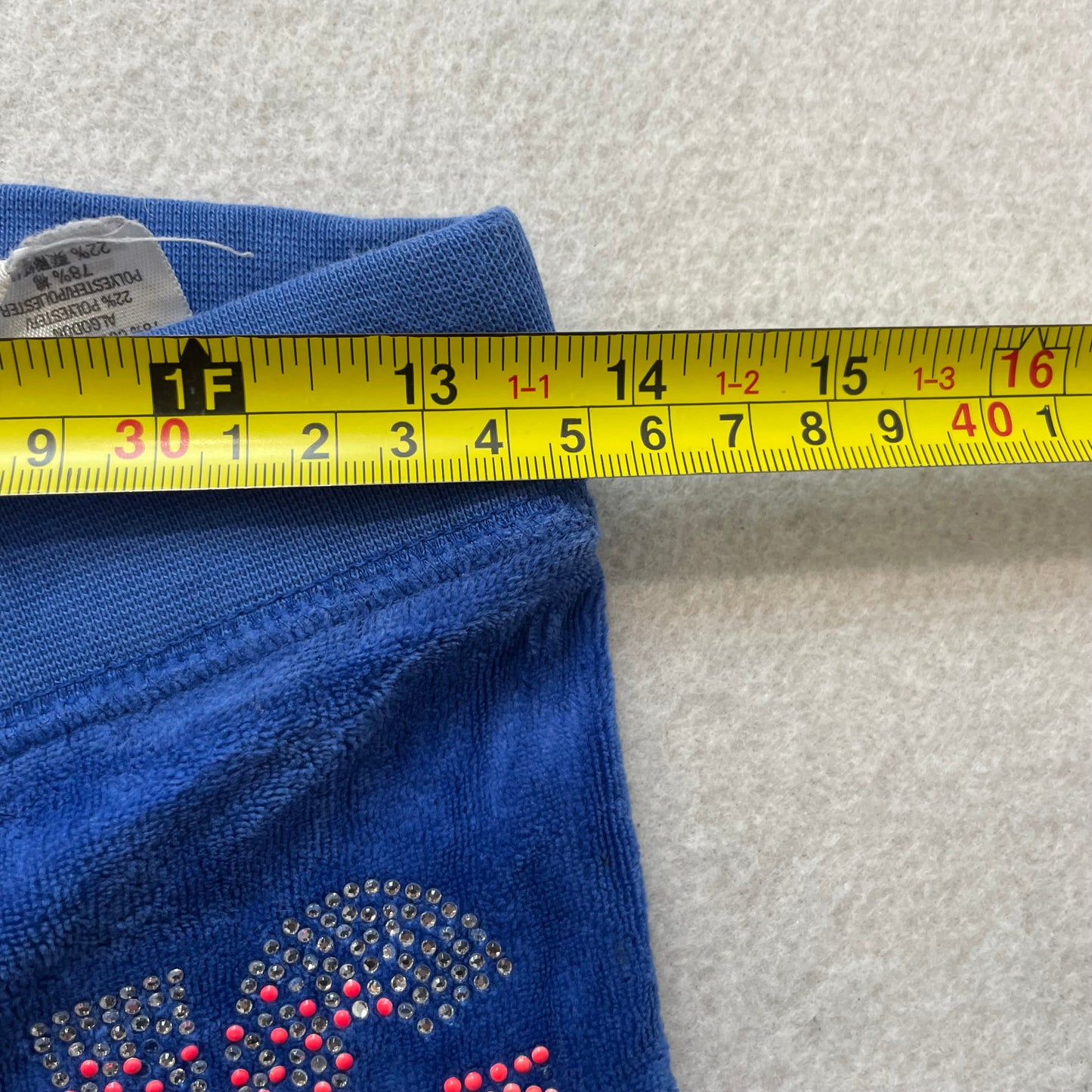 Juicy Couture Kid's Cobalt Blue Velour Flare Track Pant Rhinestones Logo Size XL