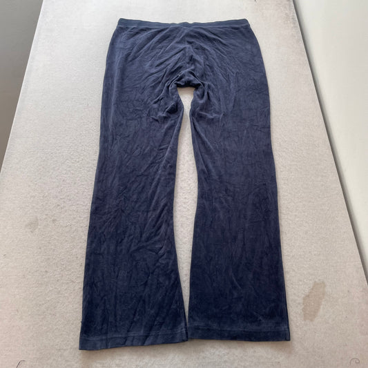 Juicy Couture Women's Navy Blue Velour Flared Leg Track Pants Drawstring Size XL