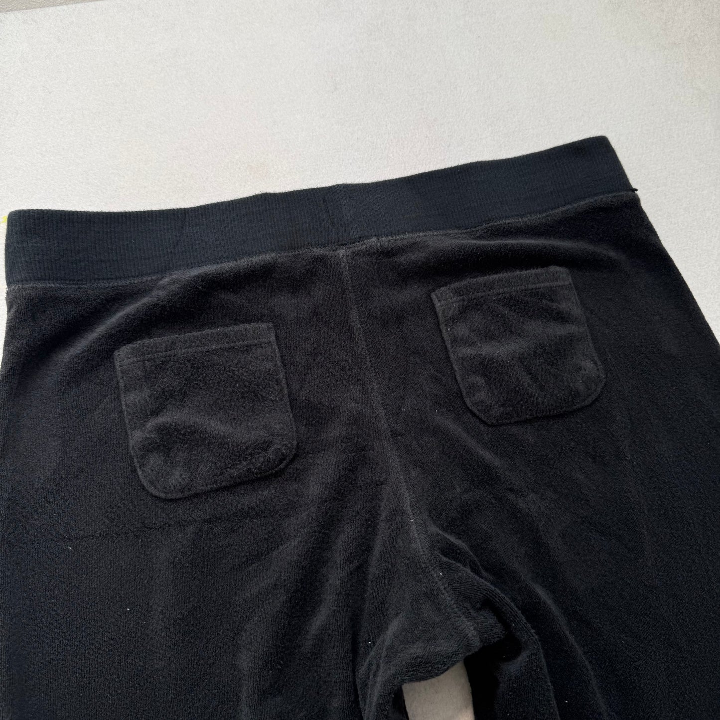 Juicy Couture Women's Black Terrycloth Flared Track Pant Back Pockets Y2k Size M