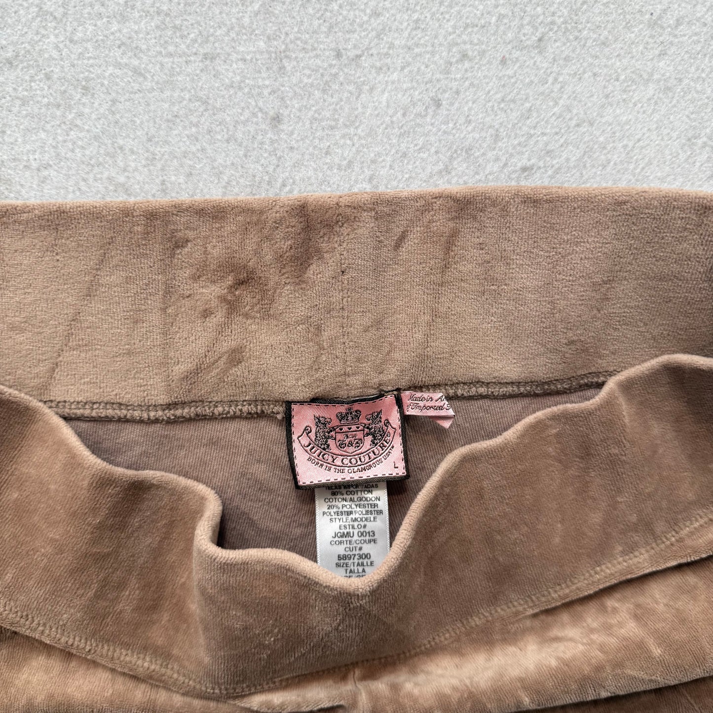 Vtg Juicy Couture Women's Camel Velour Tracksuit Set Track Jacket & Pant Size L