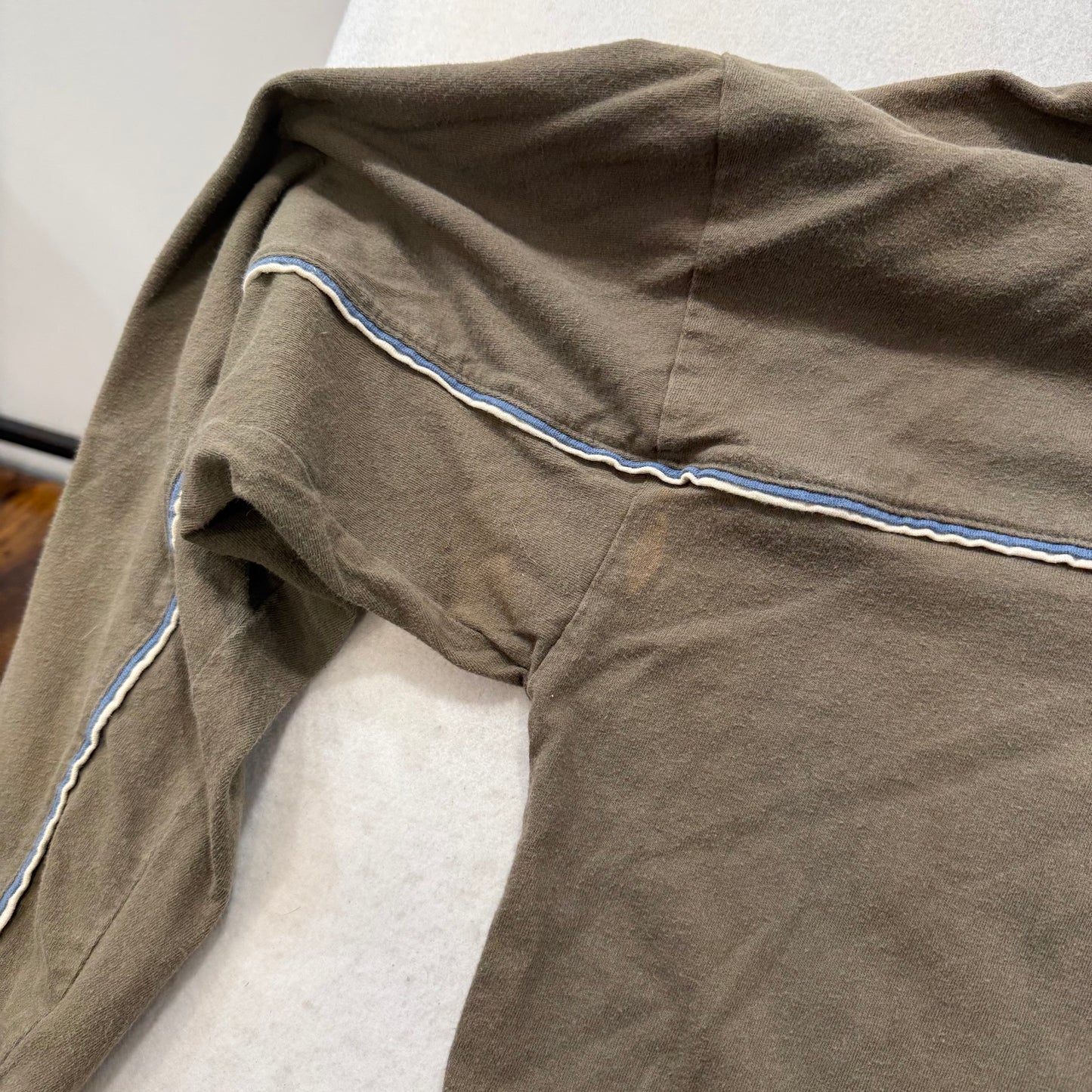 Utility Men's Olive Brown Cotton T-Shirt Long Sleeve Tee Drop Shoulders Size XL