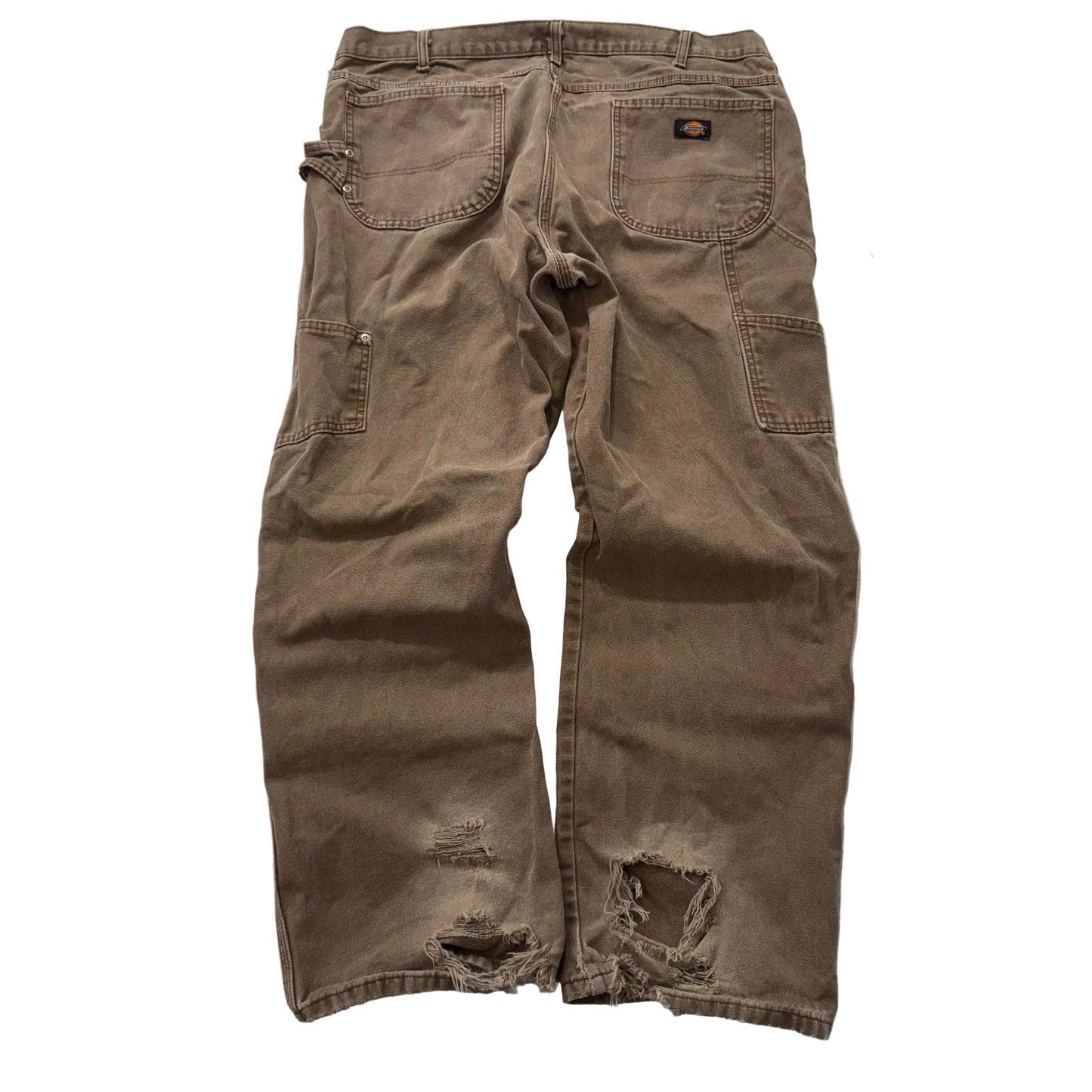 Dickies Men's Duck Brown Cotton Distressed Carpenter Pant Utility Pocket Size 40