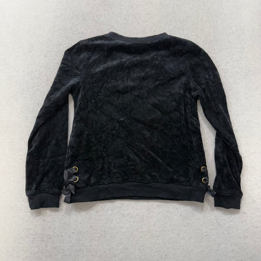 Juicy Couture Women's Black Velour Sweatshirt Crew Neck Studded logo Size 8/10