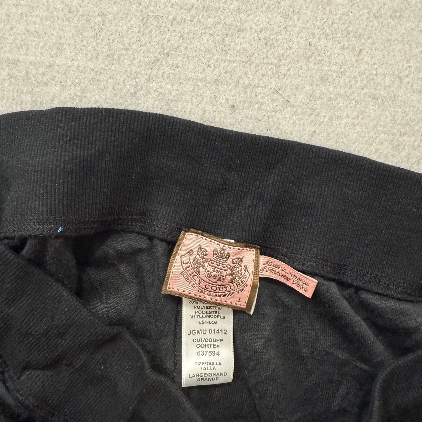 Vintage Juicy Couture Women's Black Velour Flared Track Pant Low Rise Y2k Size L