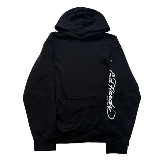 Ed Hardy Men's Black Pullover Hoodie Long Sleeve Spellout Graphic Logo Size M