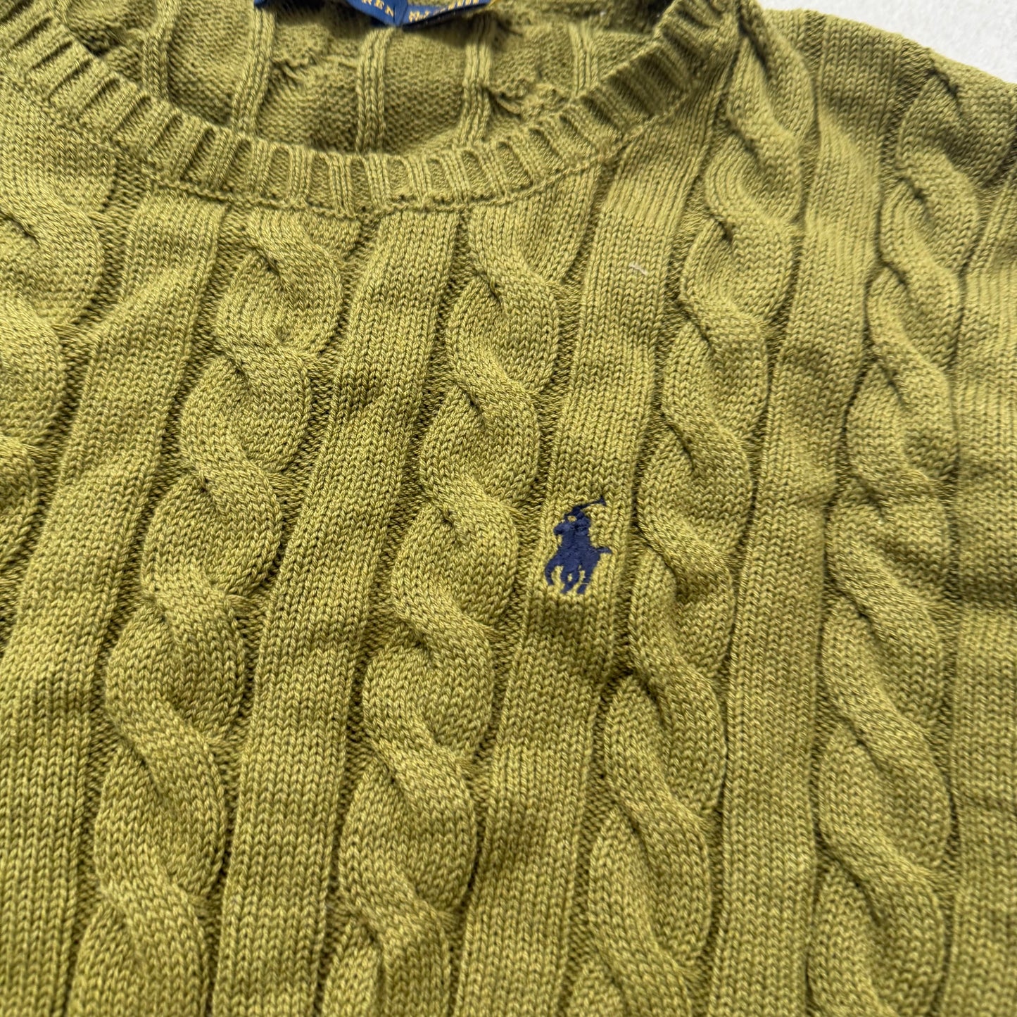 Polo Ralph Lauren Mens Olive Green Cable-Knit Sweater Heritage Style Size XL NWT