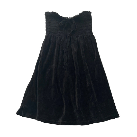2003 Vintage Juicy Couture Black Velour Smocked Tube Dress Strapless Size S