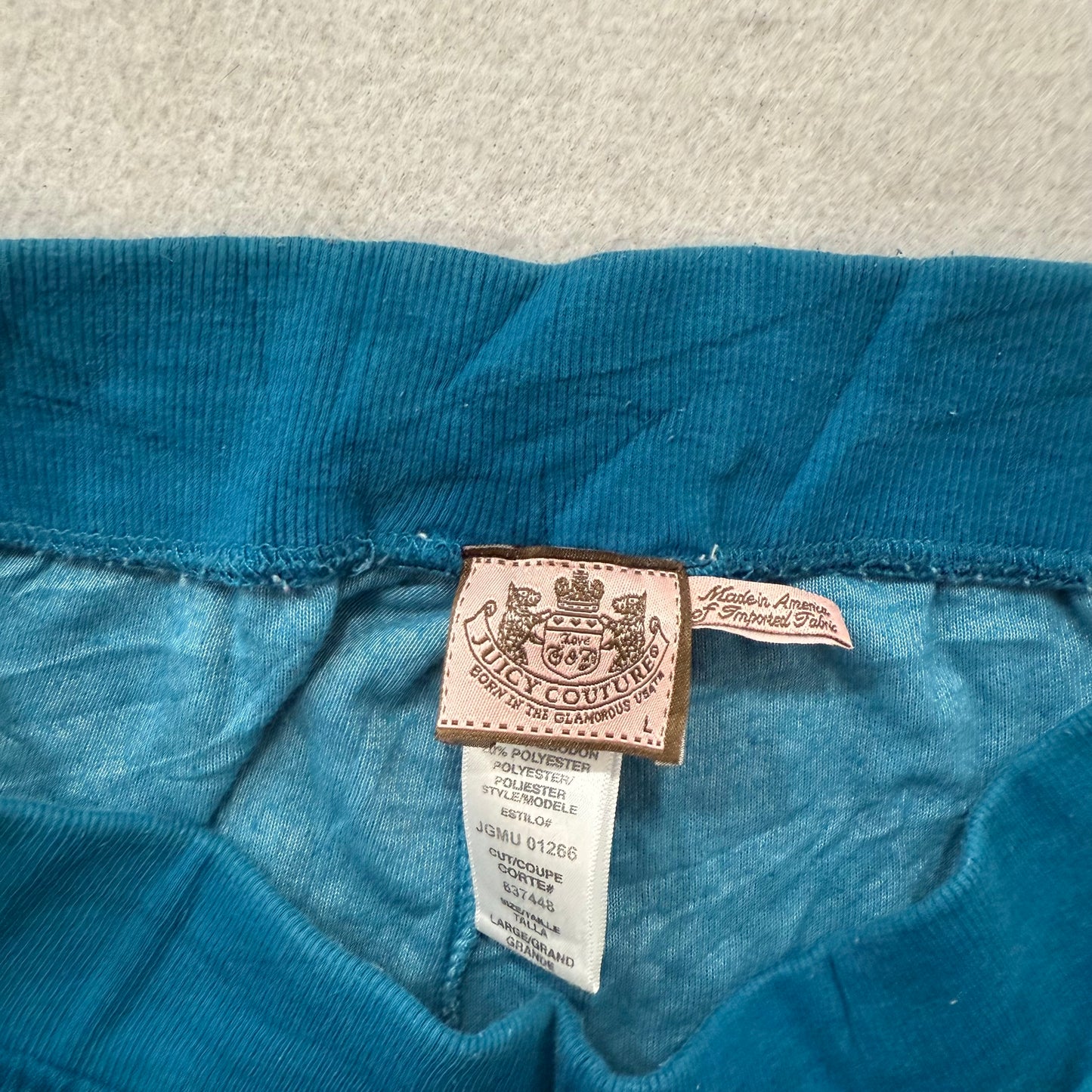 Vintage Juicy Couture Women Dark Teal Velour Flared Track Pant Loungewear Size L