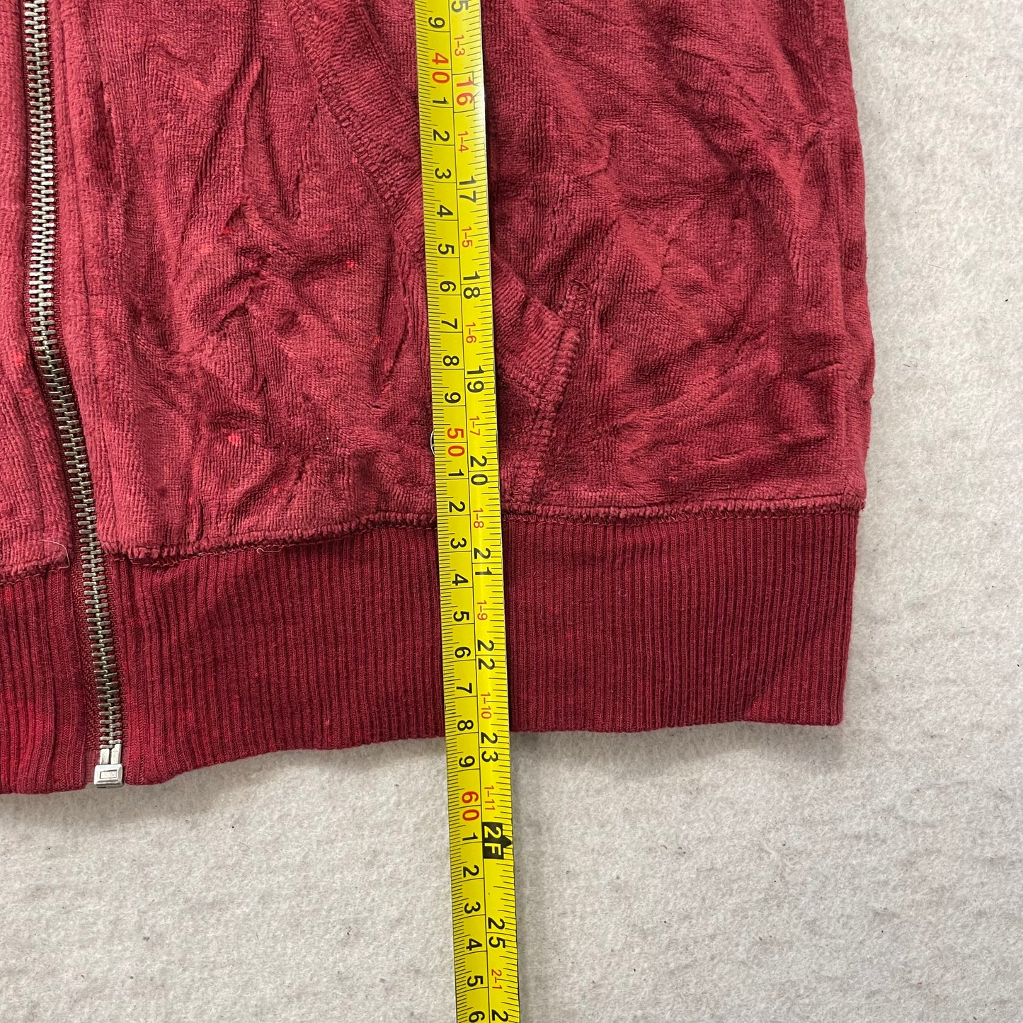 Hollister California Women's Maroon Velour Zip-Up Hoodie Long Sleeve Y2k Size L