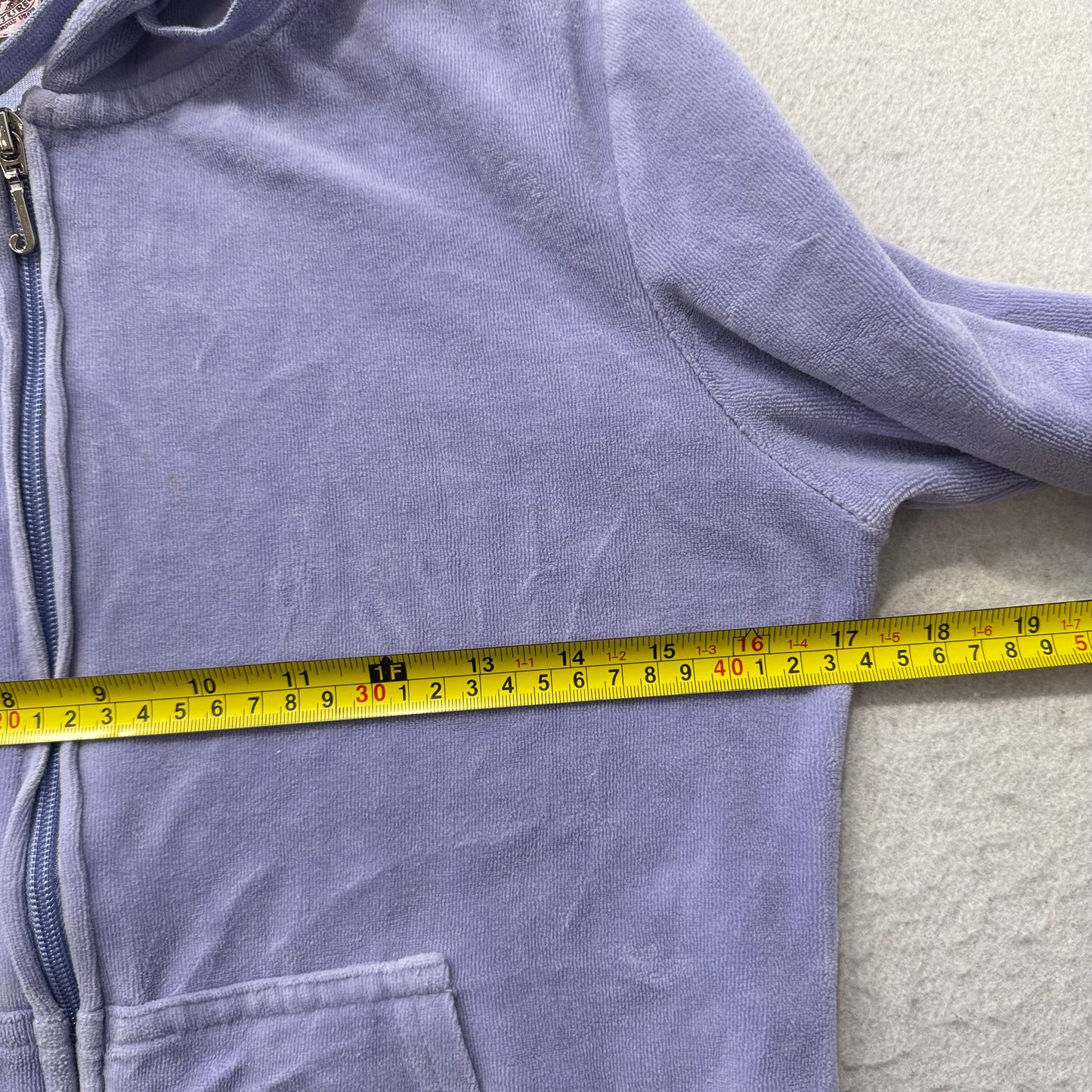 Vintage Juicy Couture Womens Lavender Velour Zip-Up Hoodie Drawstring Y2k Size S