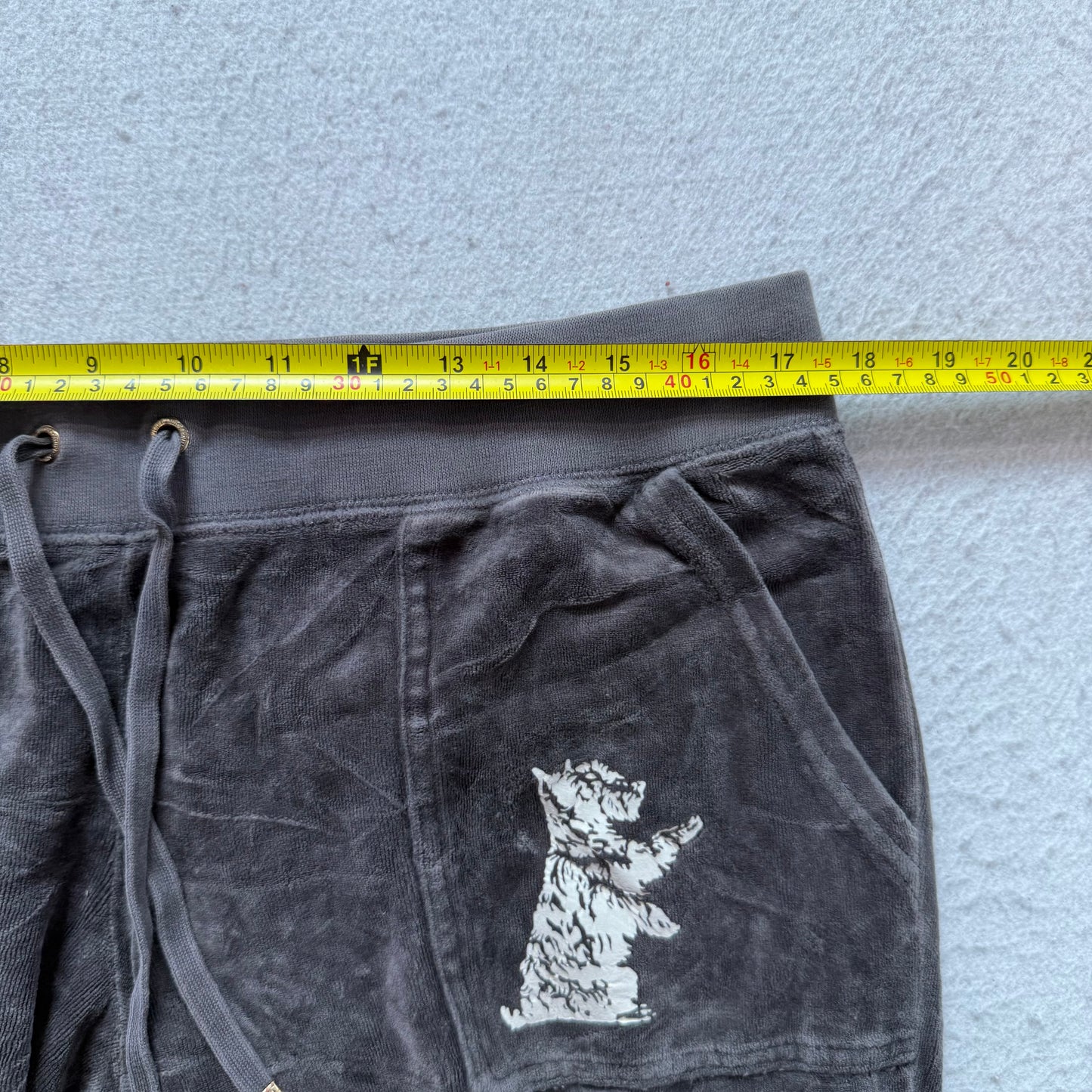 Juicy Couture Women's Charcoal Gray Velour Flare Track Pant Back Pockets Size L