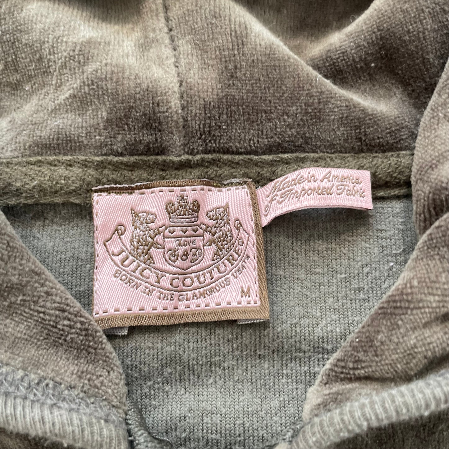 Juicy Couture Scottie Dogs Women's Brown Velour Zip-Up Hoodie Rhinestones Size M