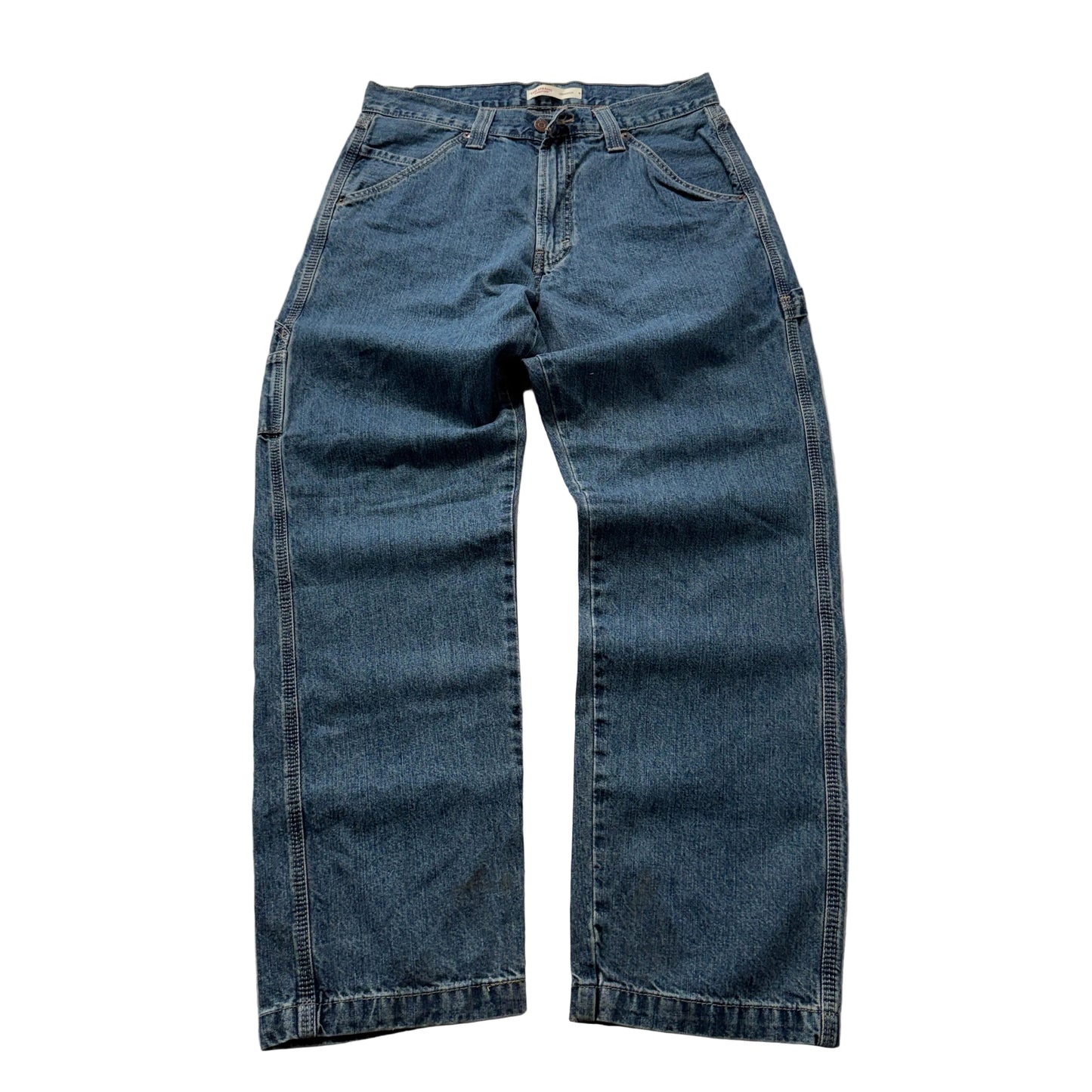 Levi Strauss Signature Men's Blue Denim Carpenter Jeans Pockets Size W32xL32