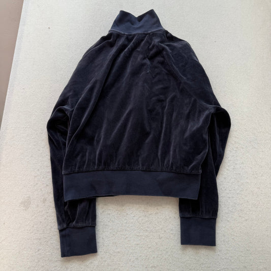 Juicy Couture Women's Navy Velour Full Zip Track Jacket Y2k Black Label Size L