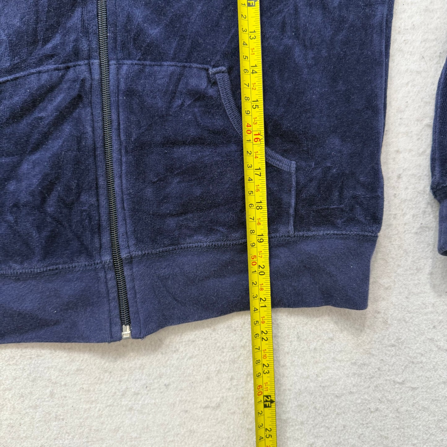 Vintage Juicy Couture Scottie Dogs Women's Navy Velour Hoodie Made In USA Size S