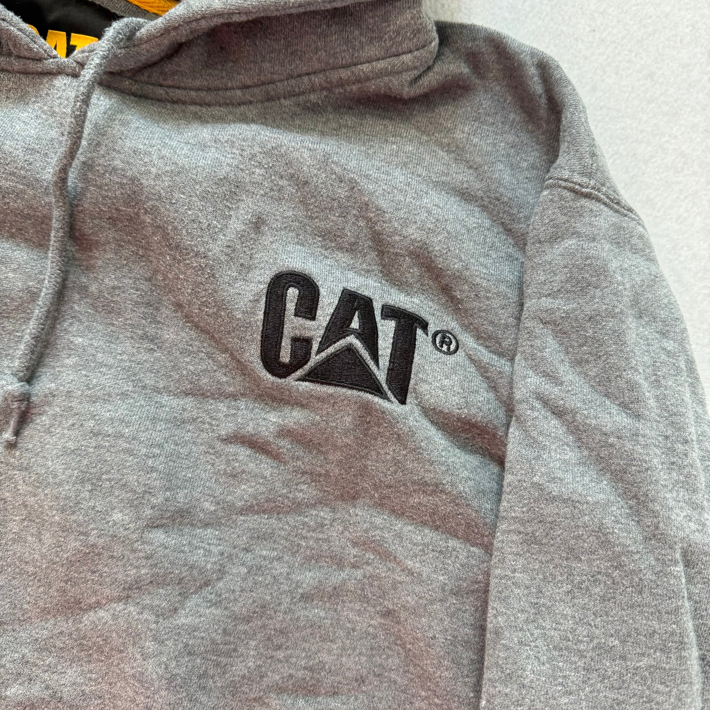 Caterpillar CAT Trademark Men's Gray Hoodie Embroidered Logo Workwear Size 2XL