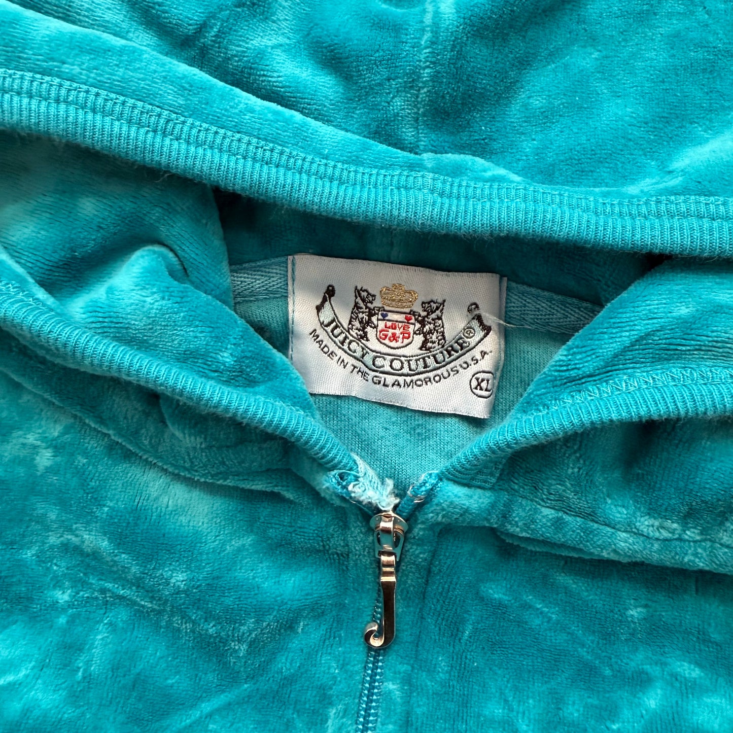2003 Vtg Juicy Couture Scottie Dogs Womens Teal Velour Zip-Up Hoodie Y2k Size XL