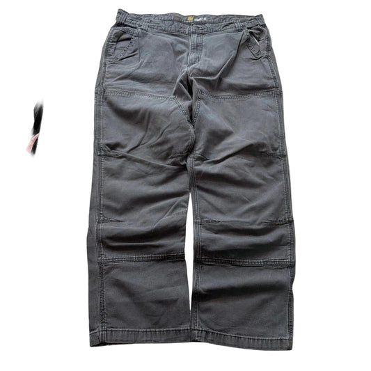Carhartt Relaxed Fit Men's Gray Washed-Duck Double Knee Work Pants Size 38x30