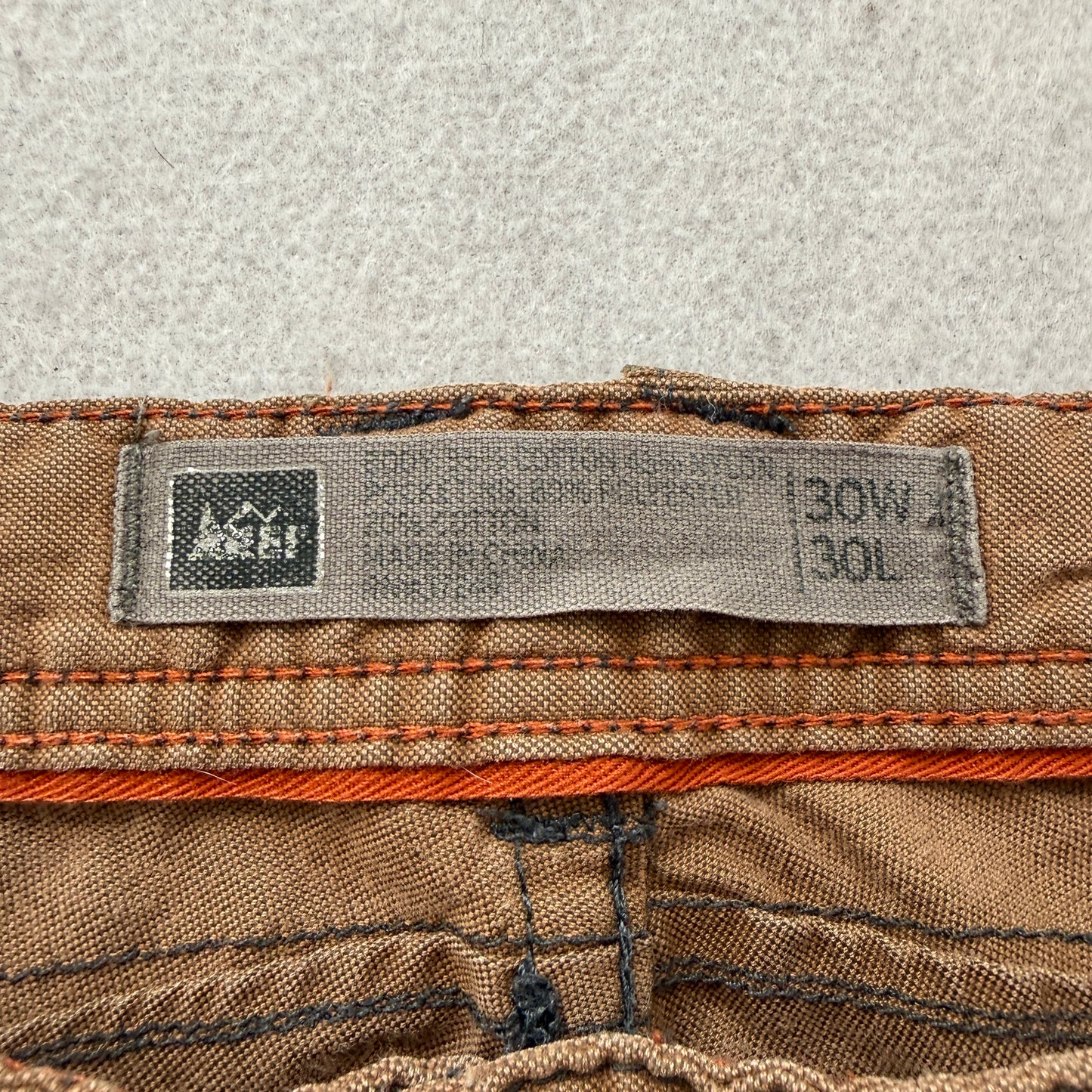 REI Men's Brown Canvas Cargo Pant Adjustable Waist Utility Workwear Size W30xL30