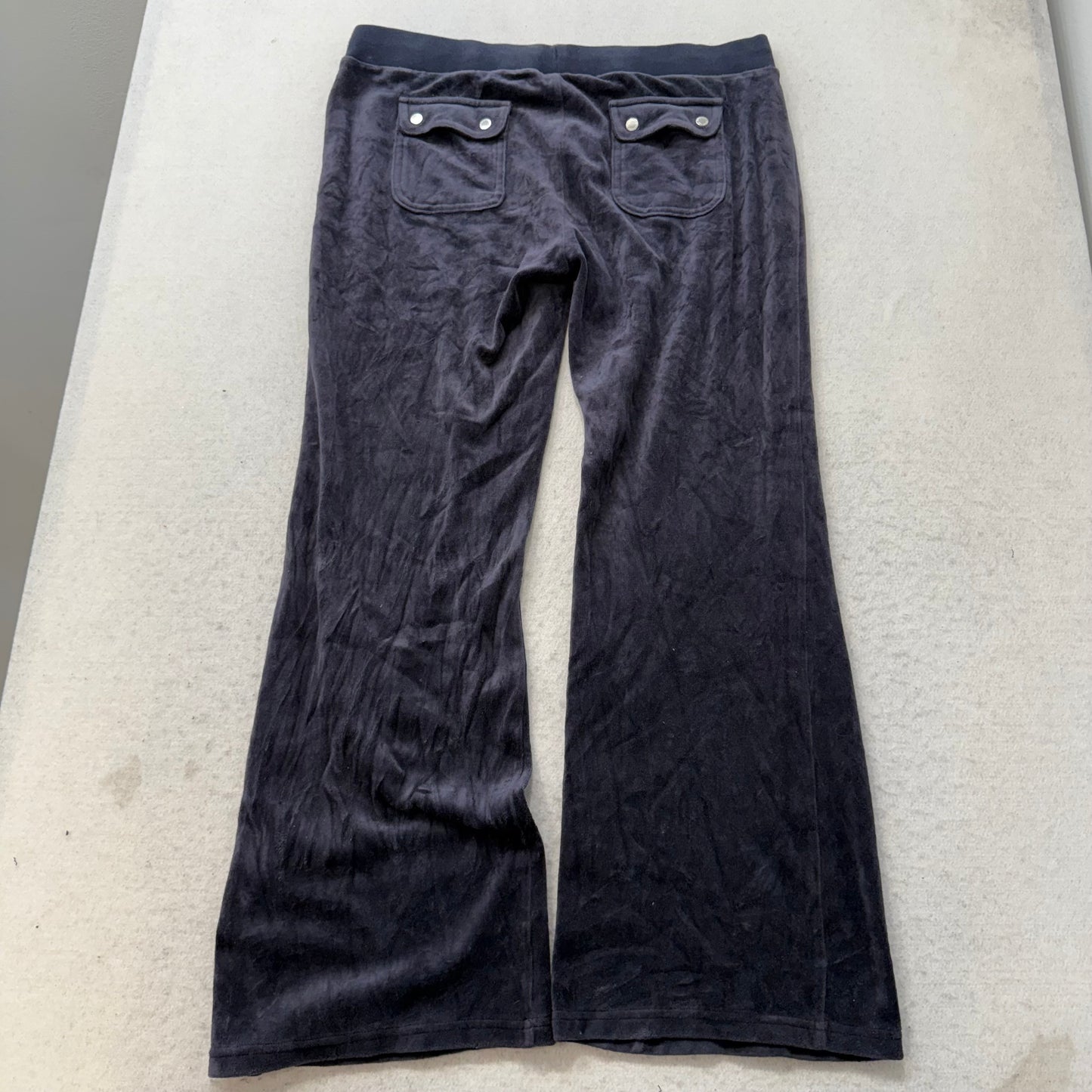 Juicy Couture Women's Navy Velour Hoodie & Drawstring Pant Tracksuit Set Size M