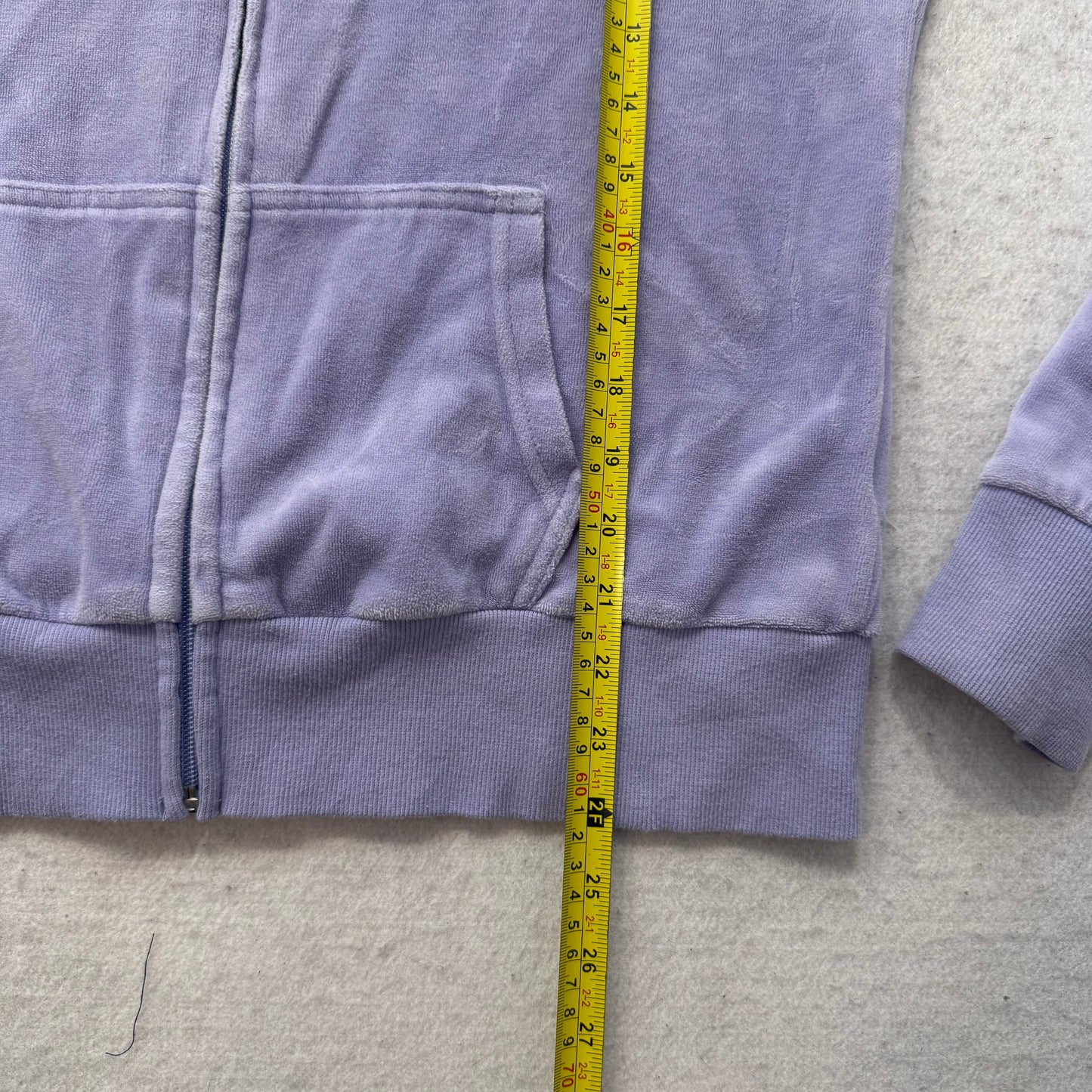 Vintage Juicy Couture Women's Lavender Velour Full Zip Hoodie Loungewear Size L